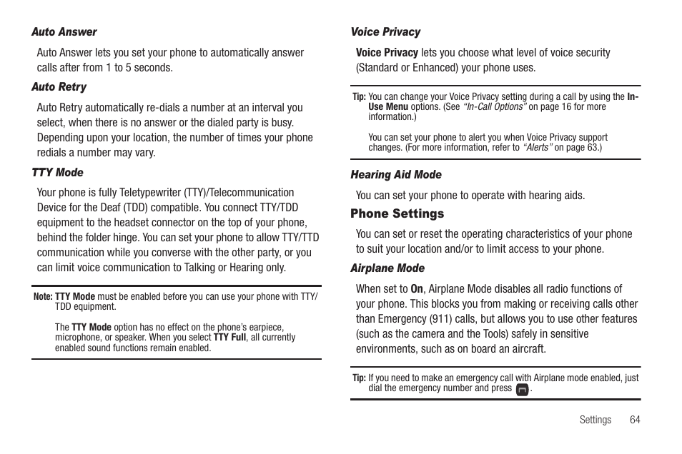 Phone settings, For more information | Samsung SCH-R570ZBAMTR User Manual | Page 67 / 104