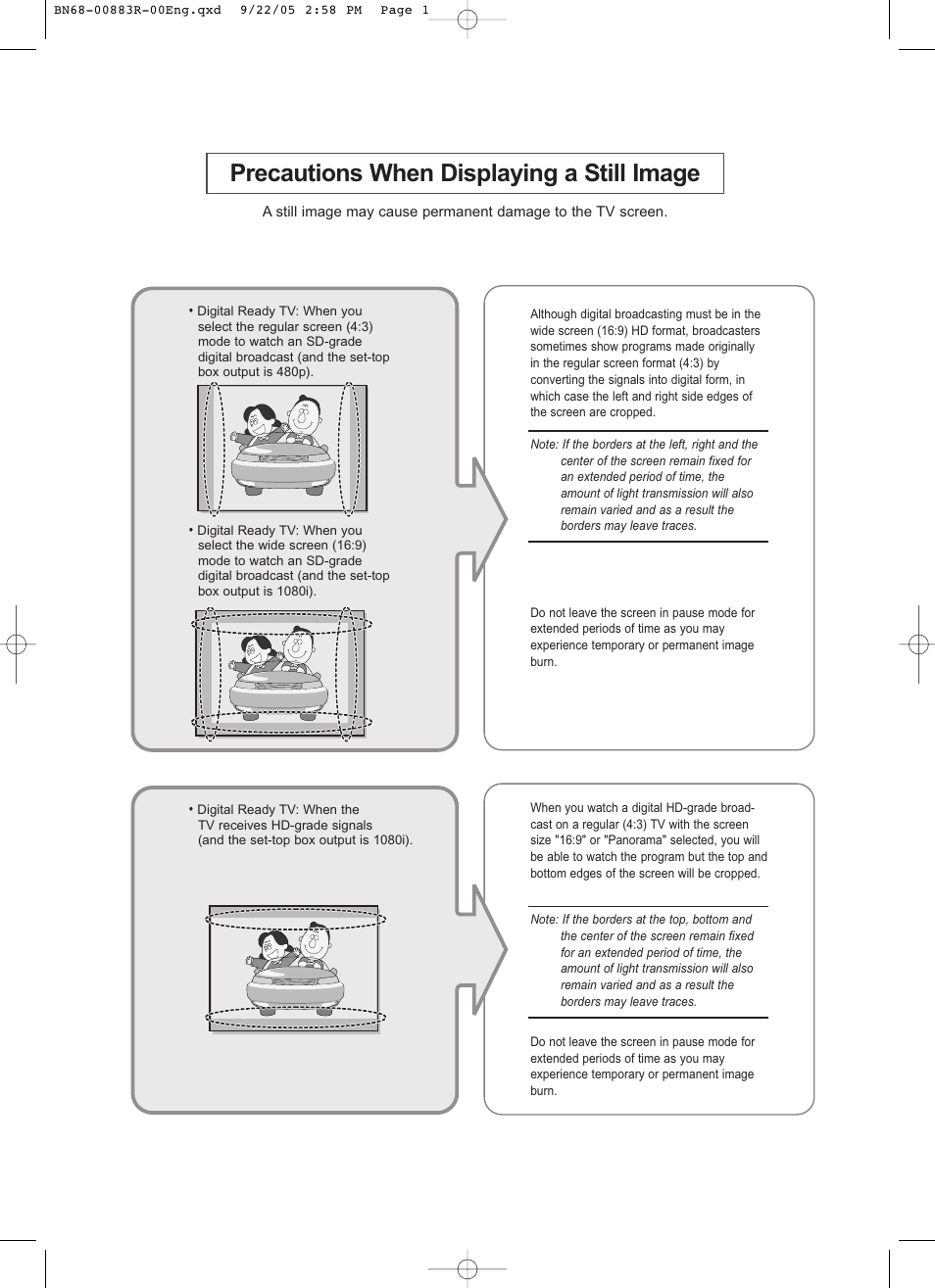 Precautions when displaying a still image | Samsung LNR238WAX-XAA User Manual | Page 2 / 88