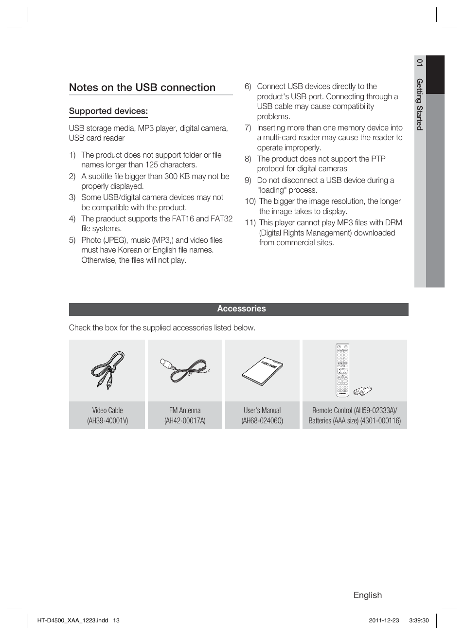 Samsung HT-D4500-ZA User Manual | Page 13 / 78