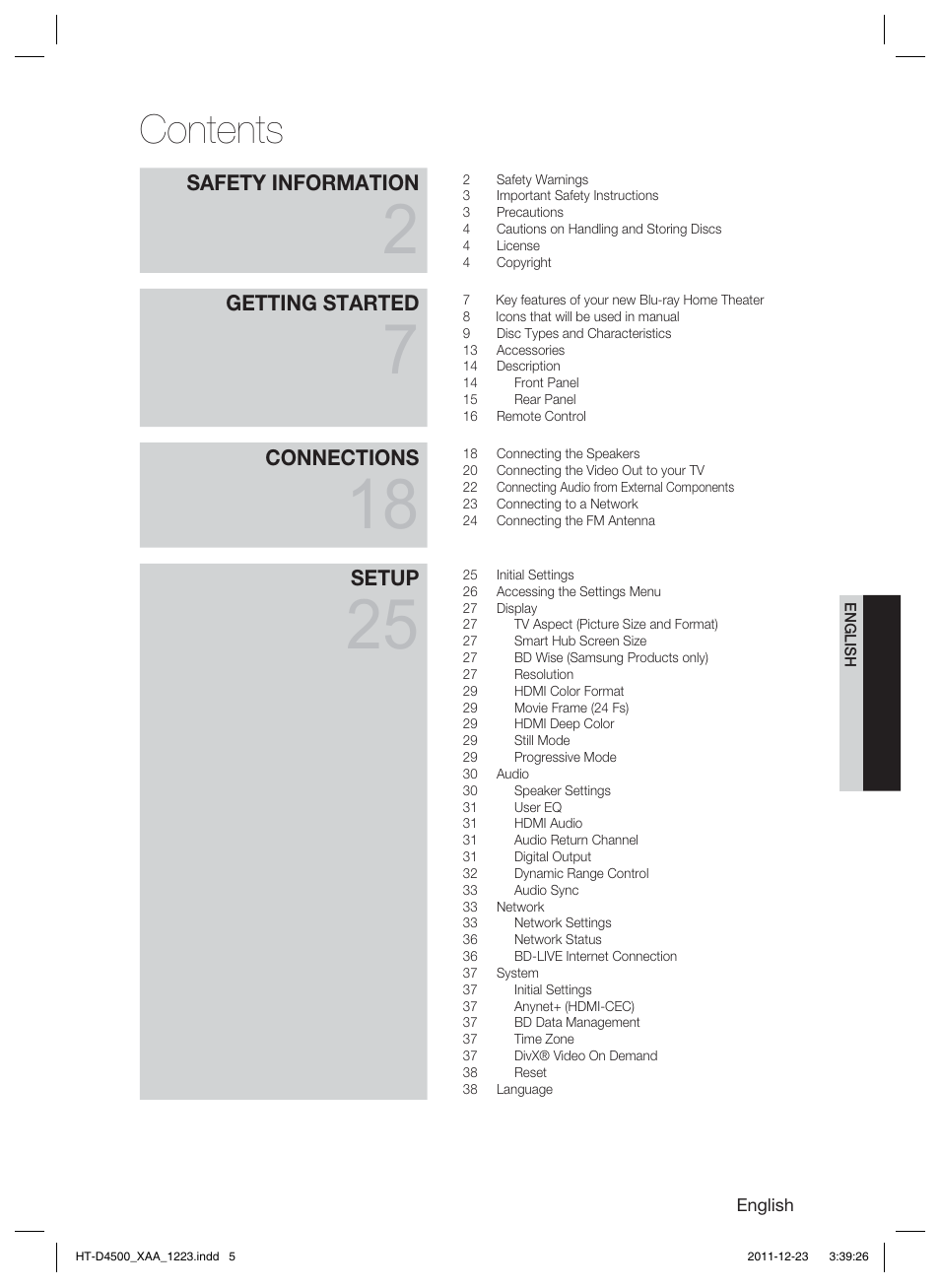 Samsung HT-D4500-ZA User Manual | Page 5 / 78