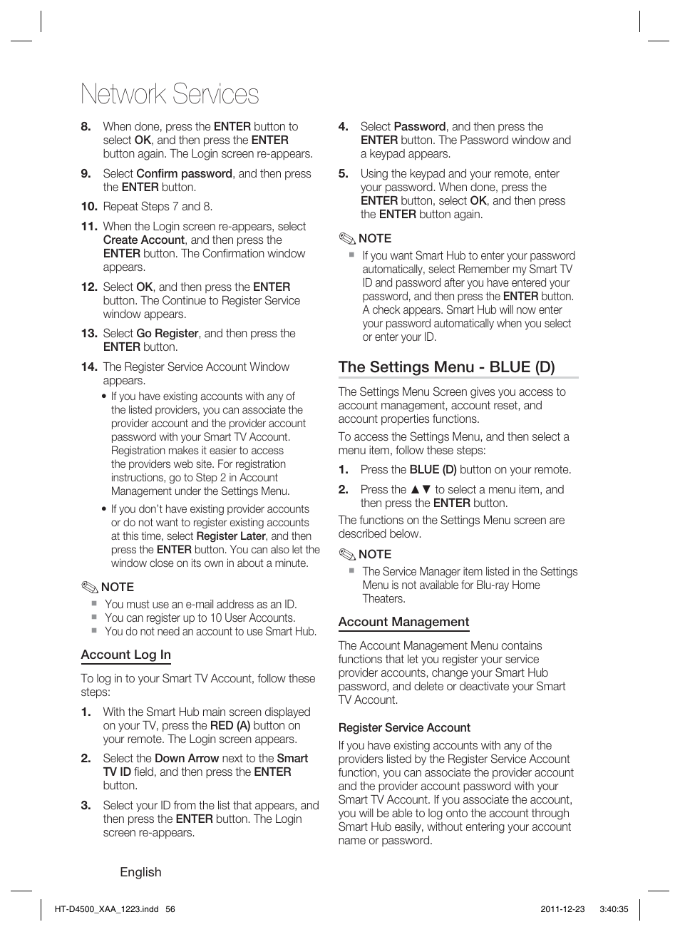 Network services | Samsung HT-D4500-ZA User Manual | Page 56 / 78