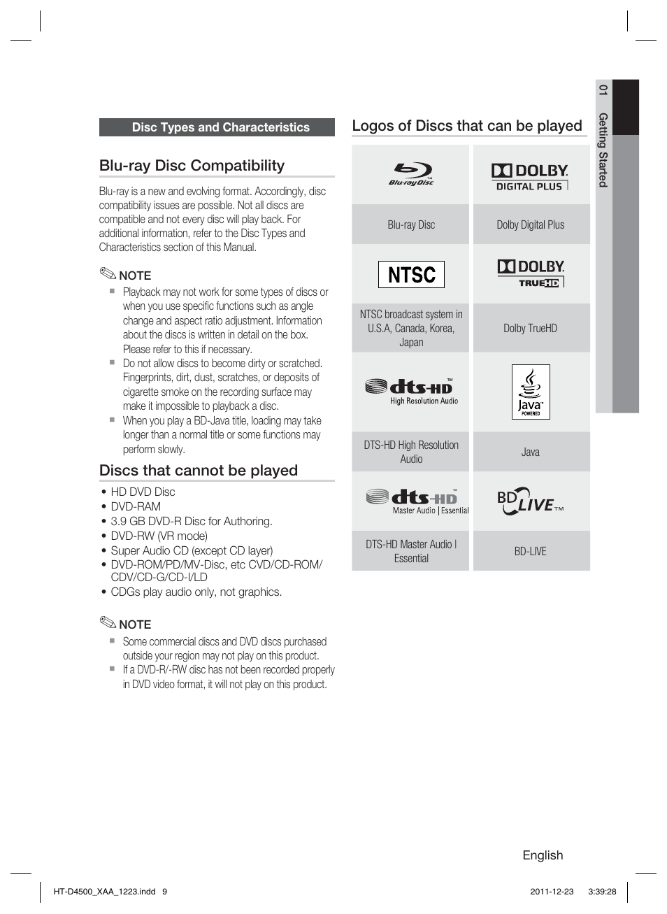 Samsung HT-D4500-ZA User Manual | Page 9 / 78