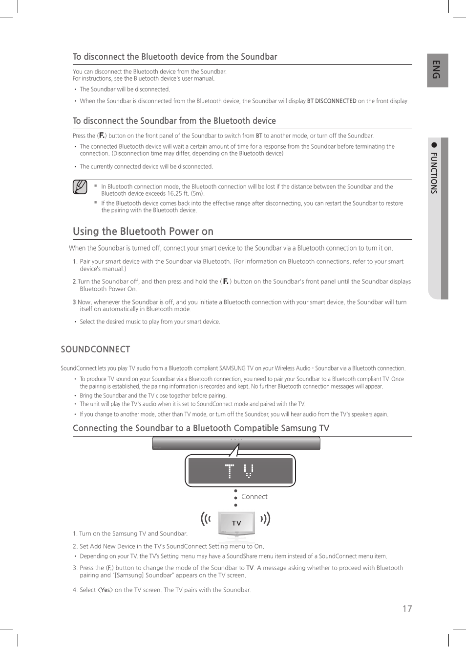 Soundconnect, Using the bluetooth power on | Samsung HW-HM55C-ZA User Manual | Page 17 / 26