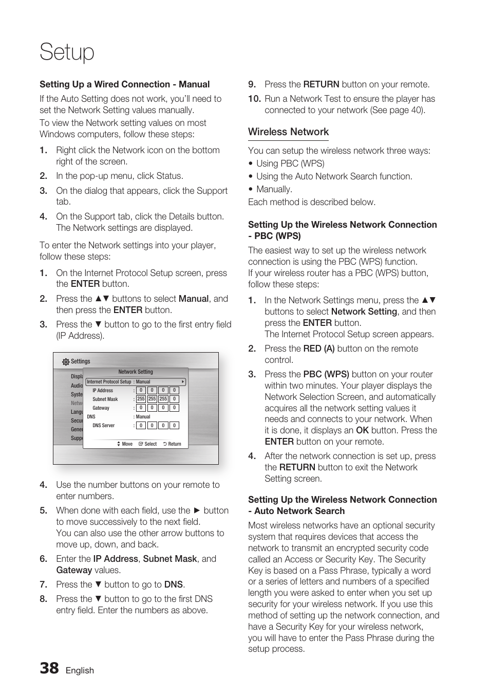 Setup | Samsung BD-C5900-XAA User Manual | Page 38 / 72