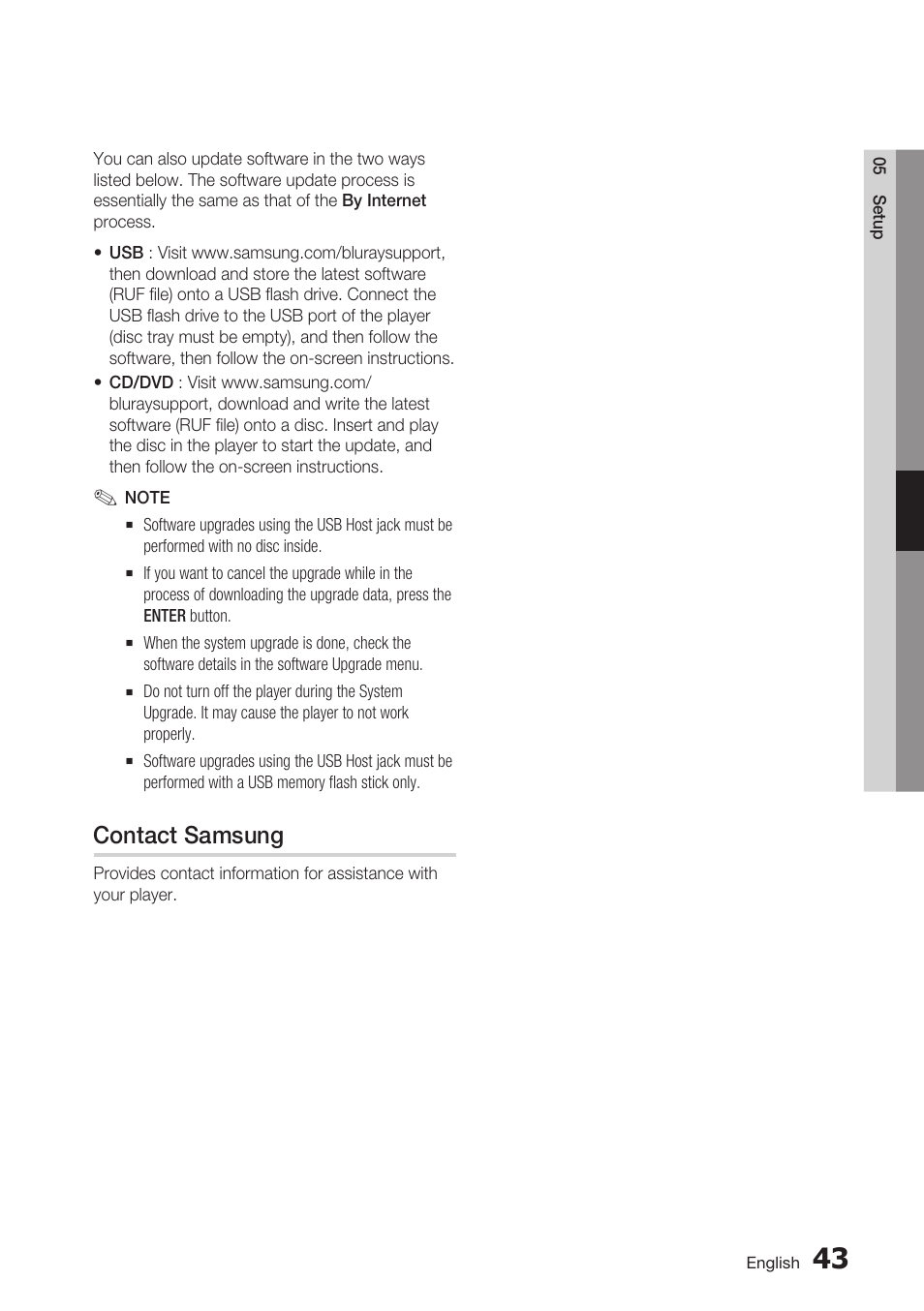 Contact samsung | Samsung BD-C5900-XAA User Manual | Page 43 / 72