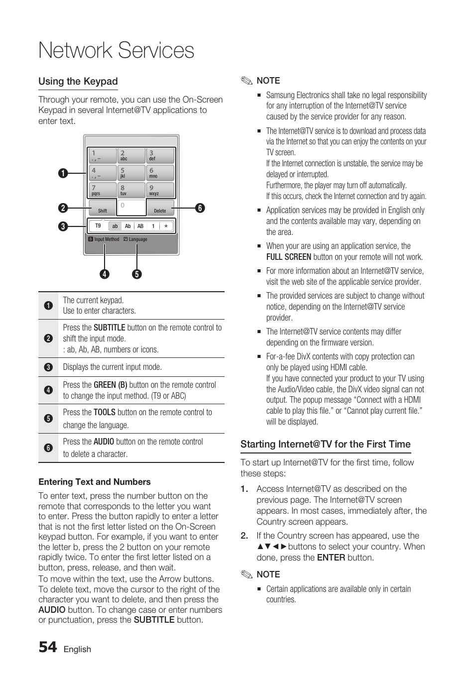 Network services | Samsung BD-C5900-XAA User Manual | Page 54 / 72
