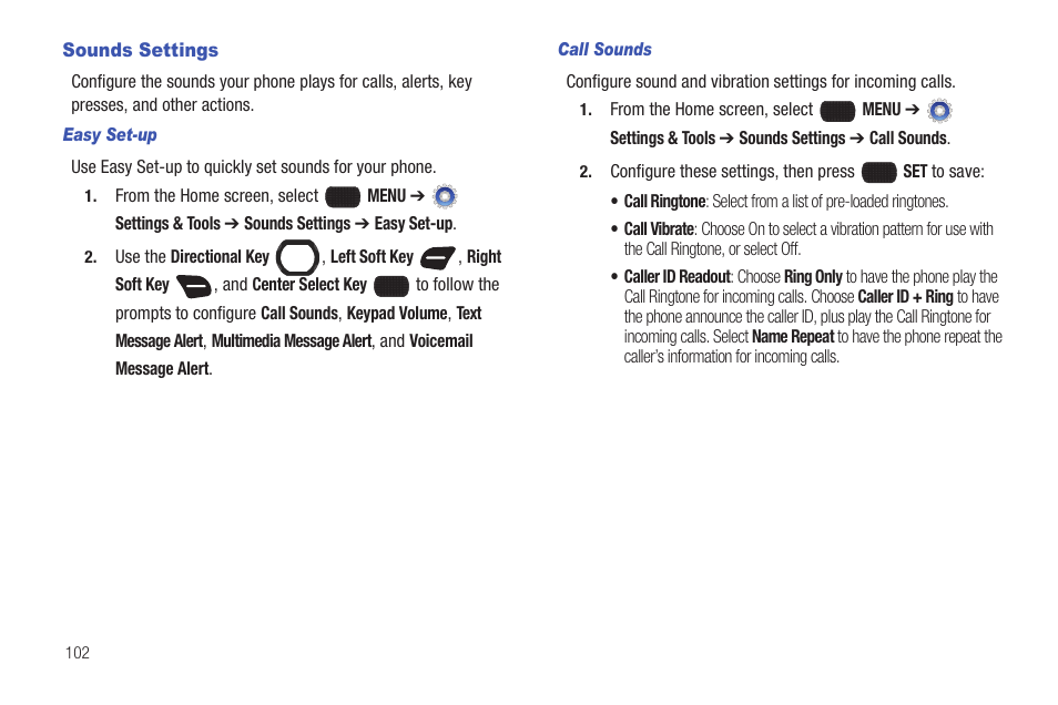 Sounds settings | Samsung SCH-U660CNAVZW User Manual | Page 108 / 163