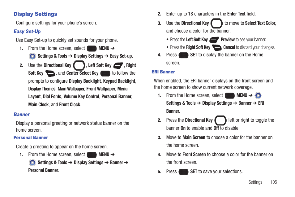 Display settings | Samsung SCH-U660CNAVZW User Manual | Page 111 / 163