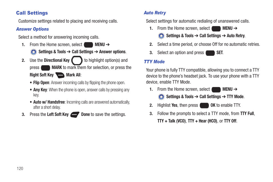 Call settings | Samsung SCH-U660CNAVZW User Manual | Page 126 / 163