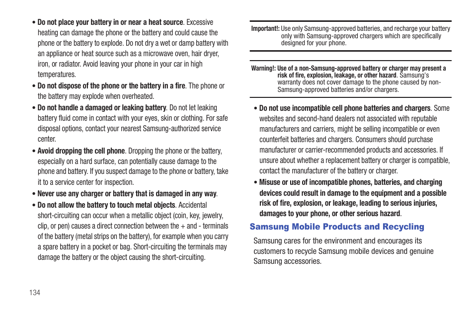 Samsung mobile products and recycling | Samsung SCH-U660CNAVZW User Manual | Page 140 / 163