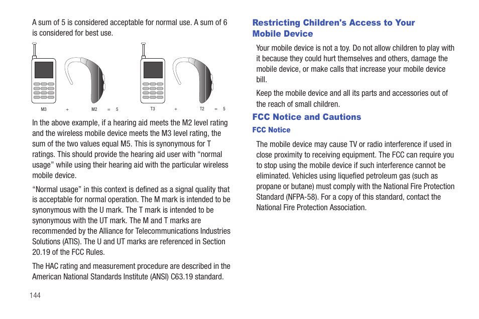 Fcc notice and cautions, Restricting children's access to your, Mobile device | Samsung SCH-U660CNAVZW User Manual | Page 150 / 163