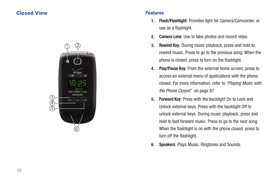 Closed view | Samsung SCH-U660CNAVZW User Manual | Page 18 / 163