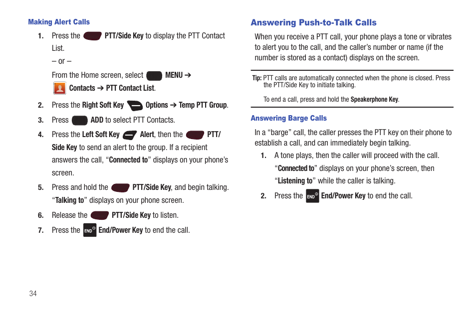 Answering push-to-talk calls | Samsung SCH-U660CNAVZW User Manual | Page 40 / 163