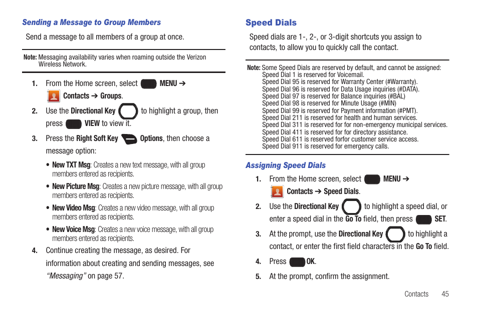 Speed dials | Samsung SCH-U660CNAVZW User Manual | Page 51 / 163