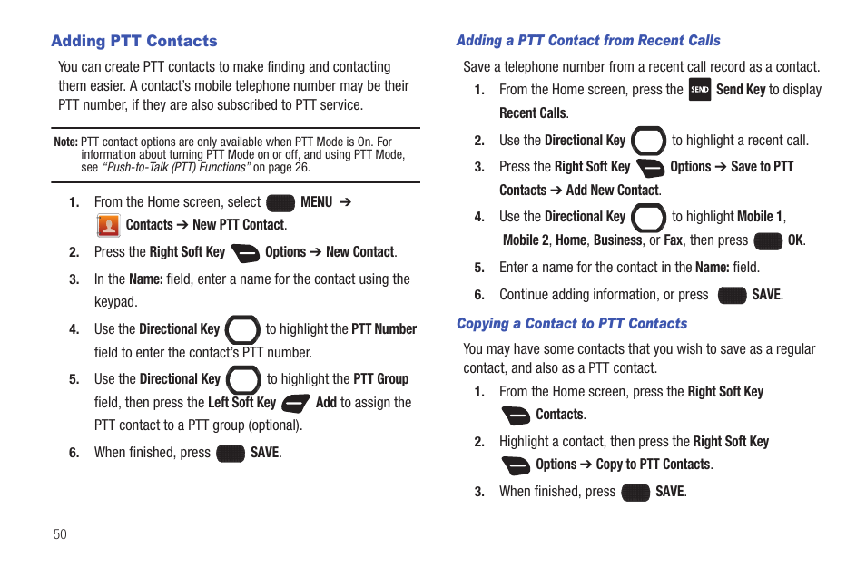 Adding ptt contacts | Samsung SCH-U660CNAVZW User Manual | Page 56 / 163