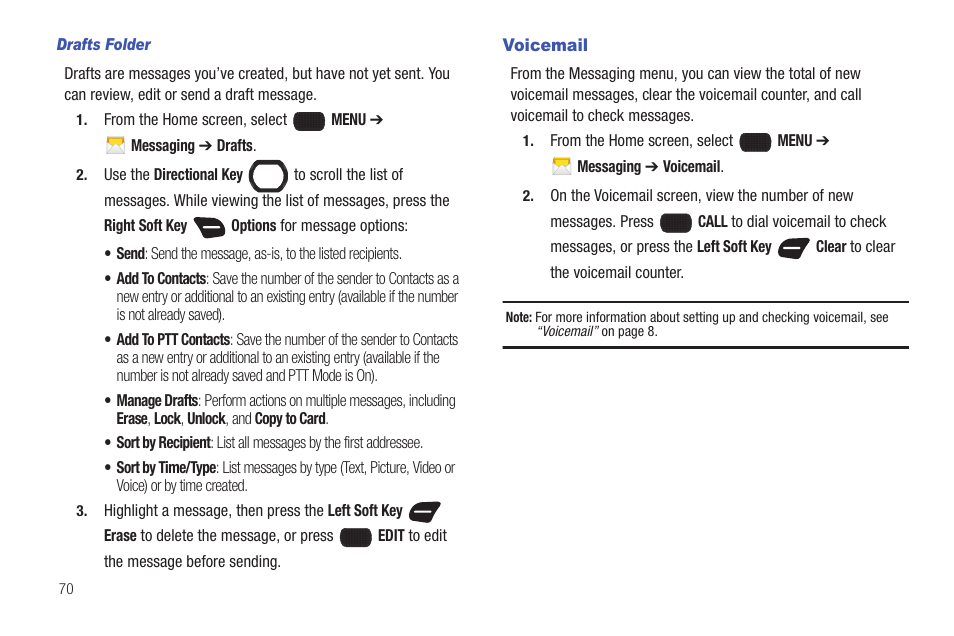 Voicemail | Samsung SCH-U660CNAVZW User Manual | Page 76 / 163