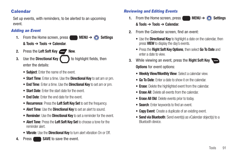 Calendar | Samsung SCH-U660CNAVZW User Manual | Page 97 / 163