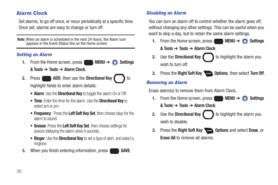 Alarm clock | Samsung SCH-U660CNAVZW User Manual | Page 98 / 163