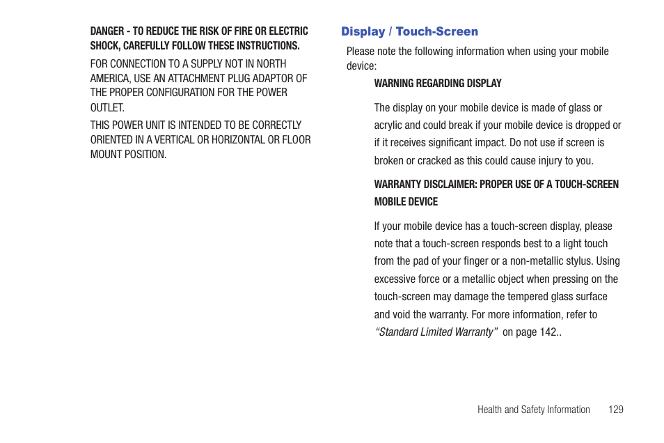 Display / touch-screen | Samsung SCH-R915ZKACRI User Manual | Page 133 / 157