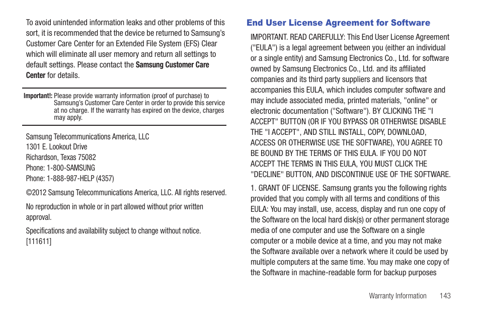 End user license agreement for software | Samsung SCH-R915ZKACRI User Manual | Page 147 / 157