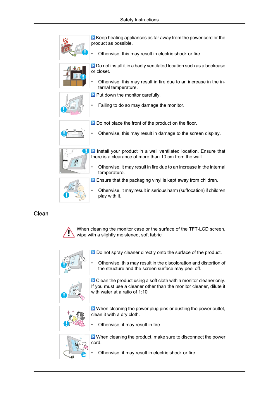 Clean | Samsung LS19LFYGFR-ZA User Manual | Page 4 / 45