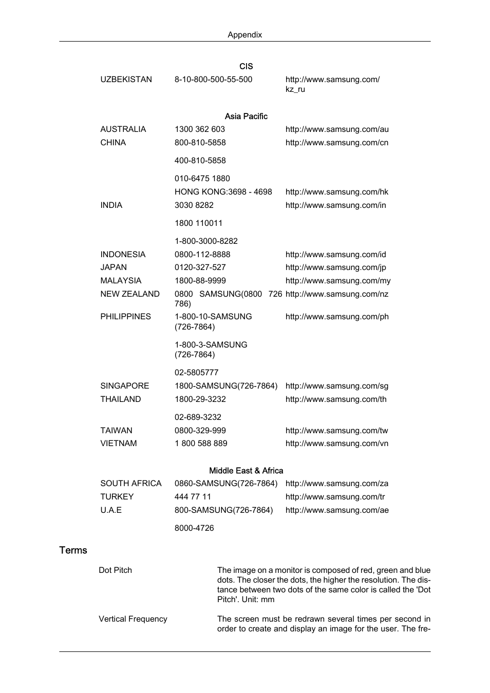 Terms | Samsung LS19LFYGFR-ZA User Manual | Page 43 / 45