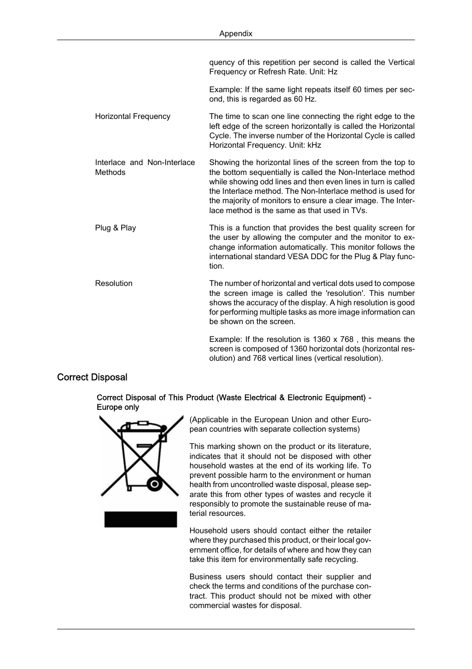 Correct disposal | Samsung LS19LFYGFR-ZA User Manual | Page 44 / 45