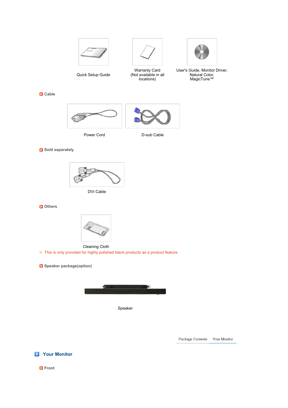 Your monitor | Samsung LS24HUBCFV-XAA User Manual | Page 14 / 55
