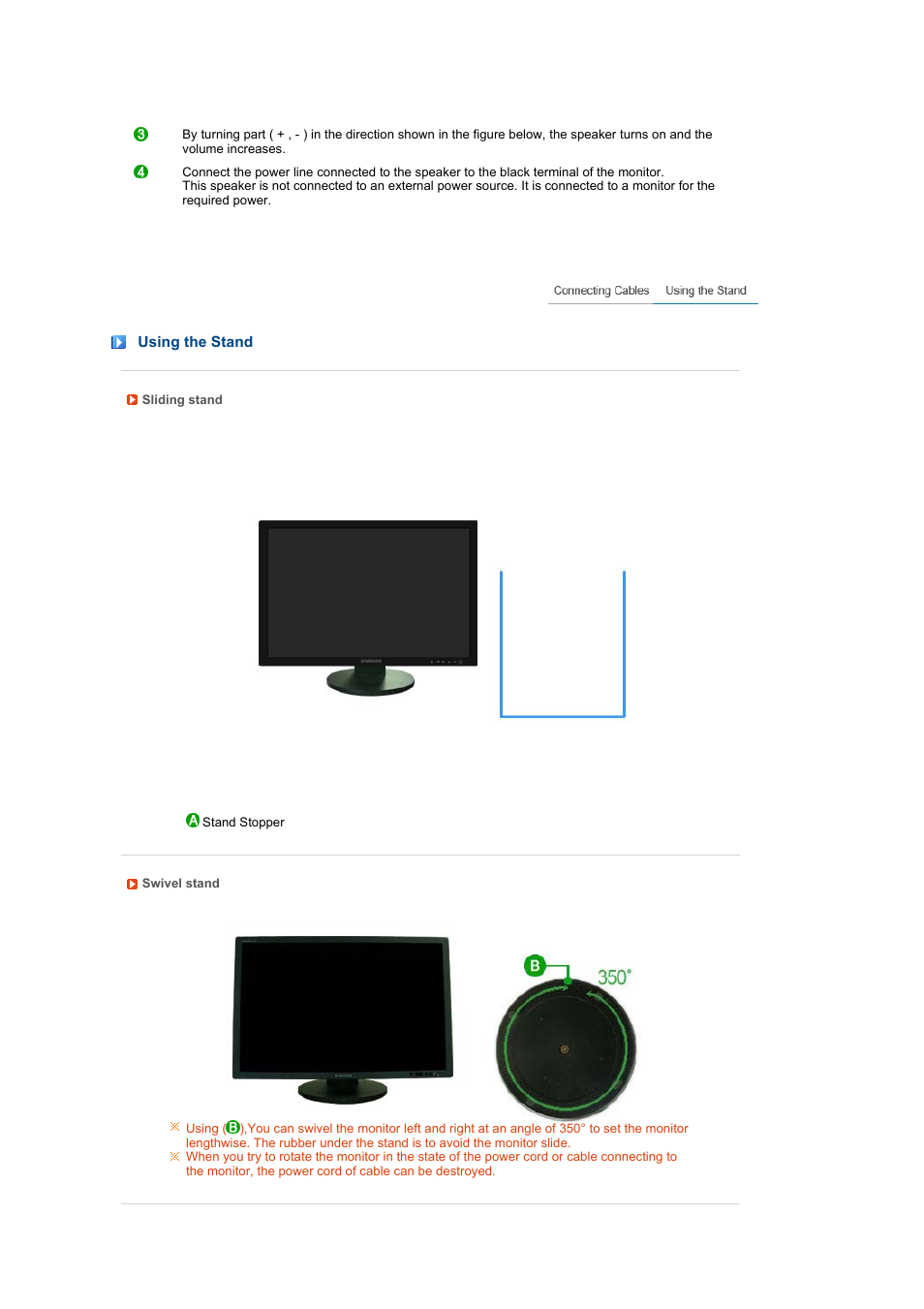 Using the stand | Samsung LS24HUBCFV-XAA User Manual | Page 20 / 55