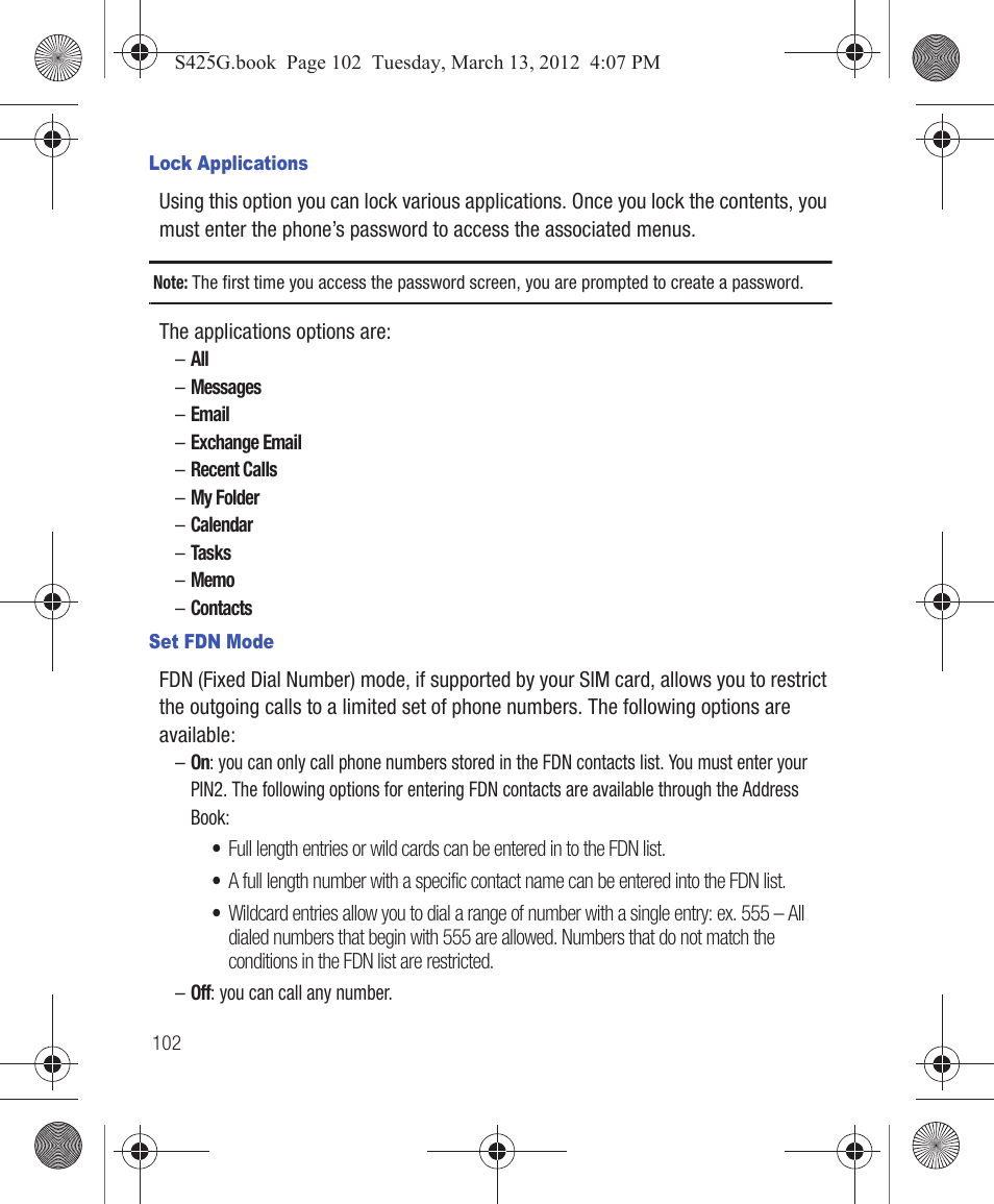 Samsung SGH-S425ZGATFN User Manual | Page 106 / 155