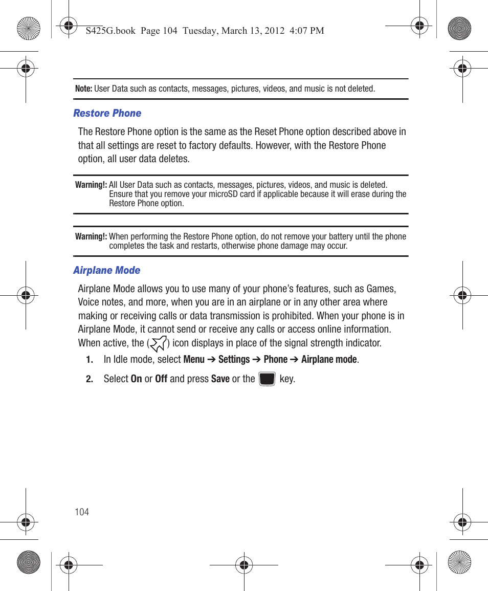 Samsung SGH-S425ZGATFN User Manual | Page 108 / 155