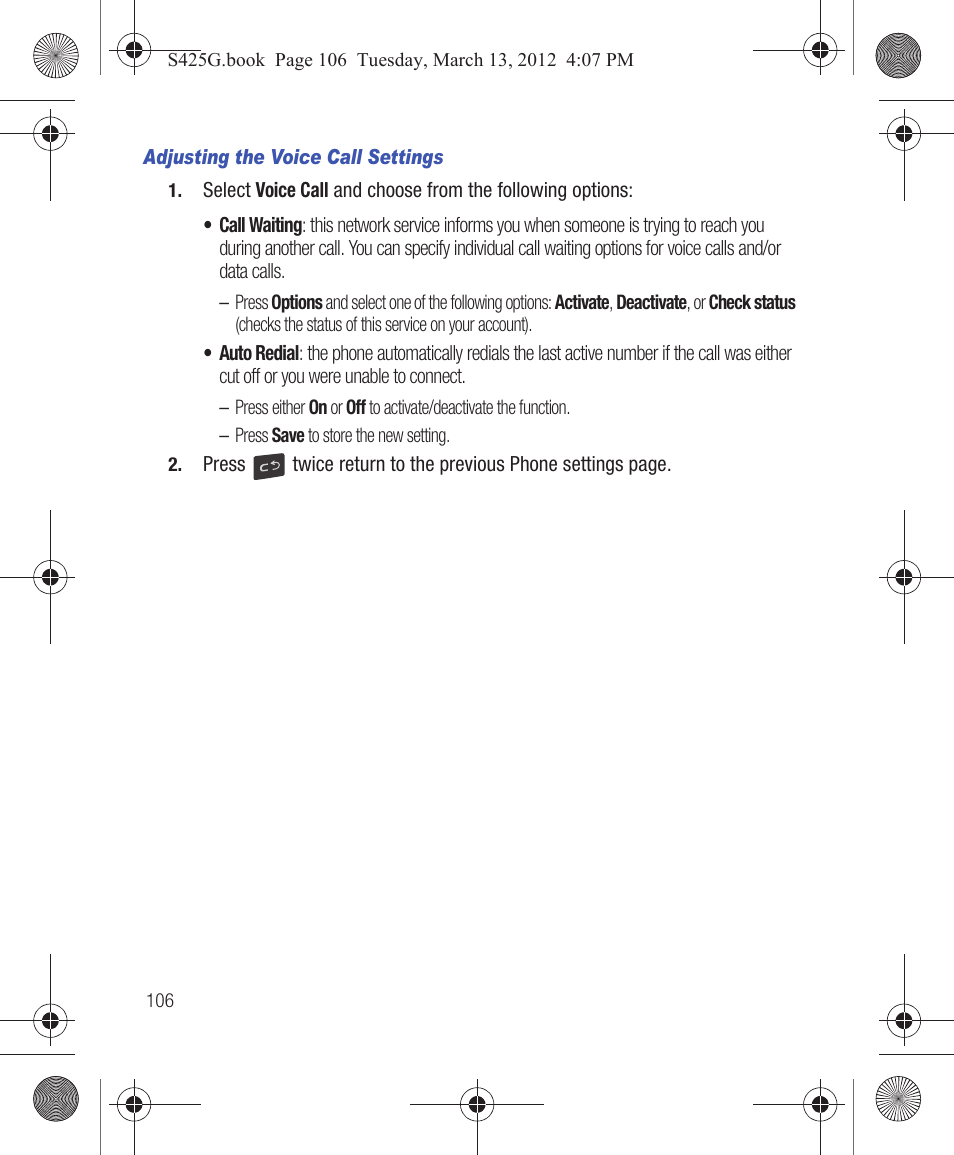 Samsung SGH-S425ZGATFN User Manual | Page 110 / 155