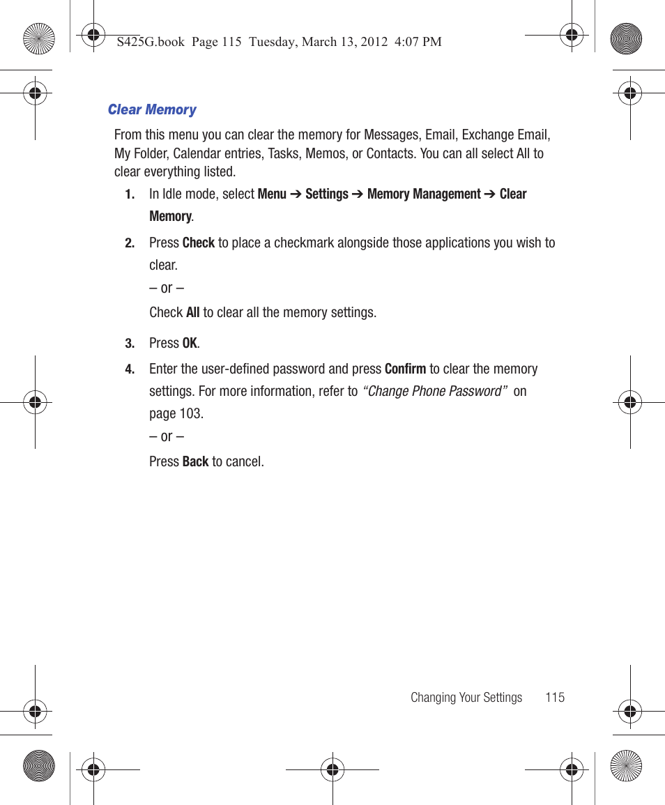 Samsung SGH-S425ZGATFN User Manual | Page 119 / 155