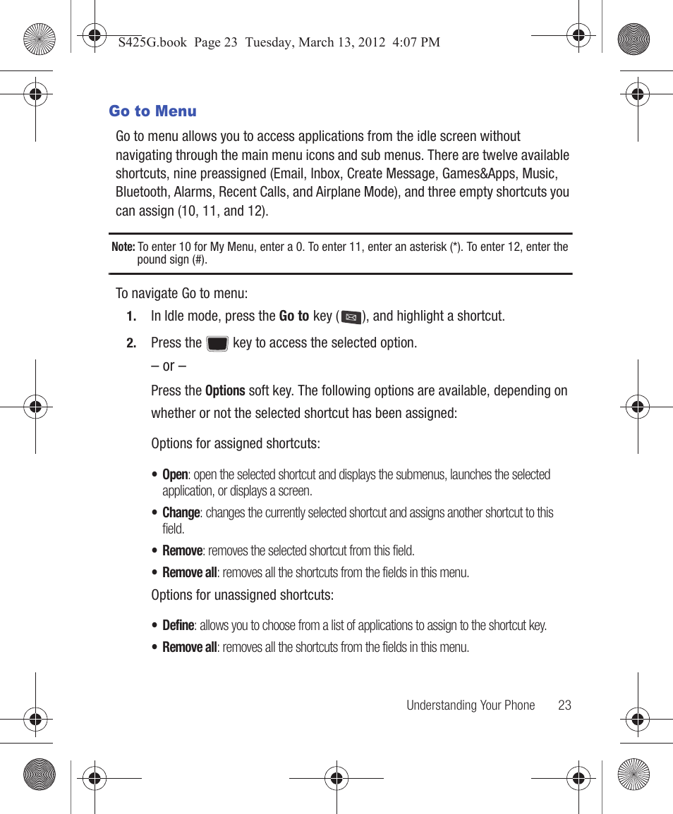 Go to menu | Samsung SGH-S425ZGATFN User Manual | Page 27 / 155