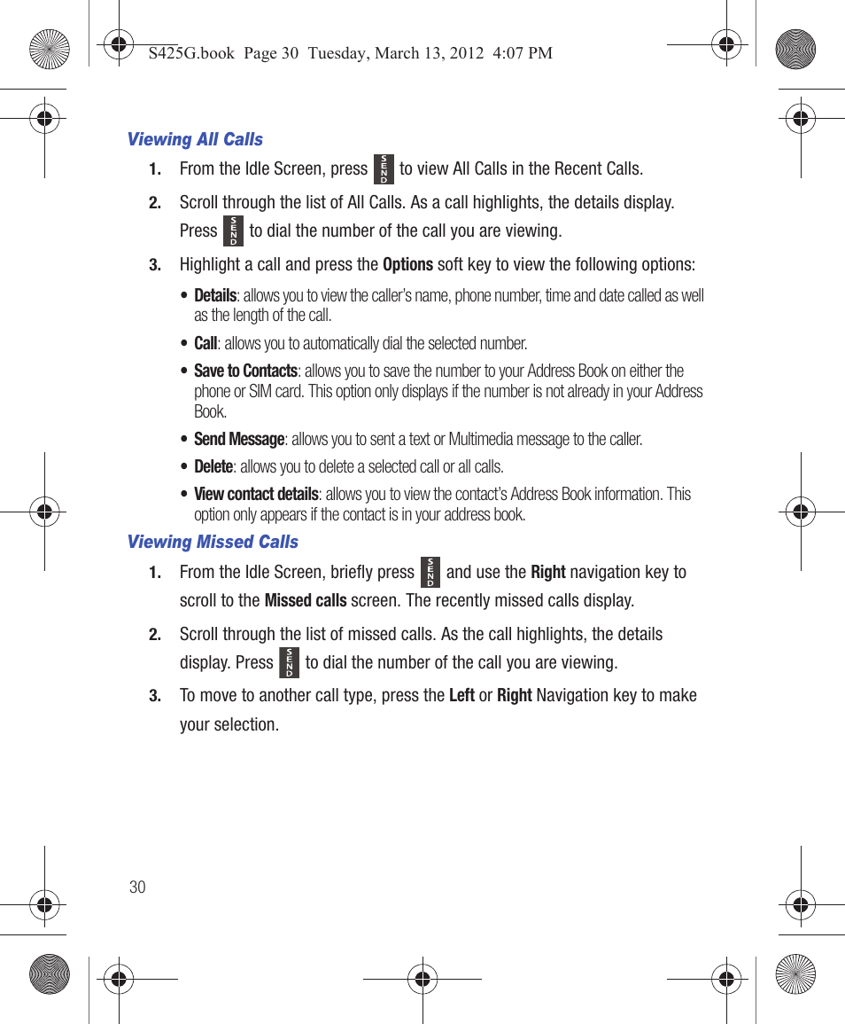 Samsung SGH-S425ZGATFN User Manual | Page 34 / 155