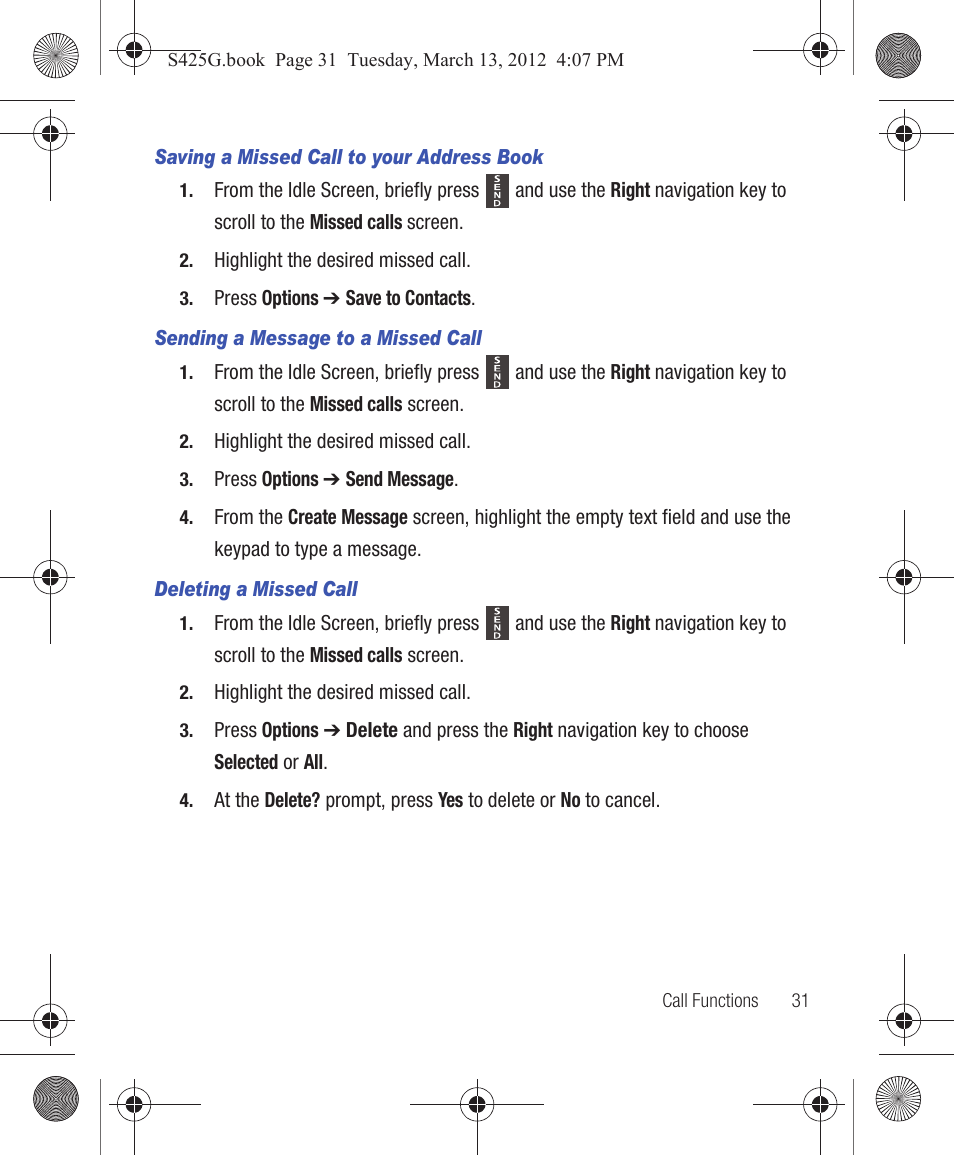 Samsung SGH-S425ZGATFN User Manual | Page 35 / 155