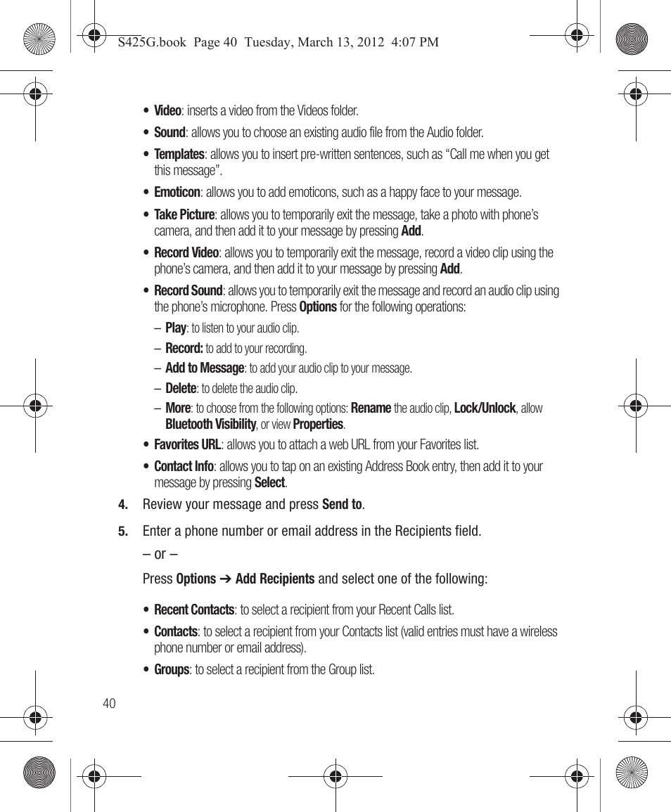 Samsung SGH-S425ZGATFN User Manual | Page 44 / 155