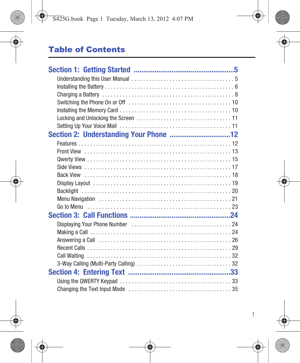 Samsung SGH-S425ZGATFN User Manual | Page 5 / 155