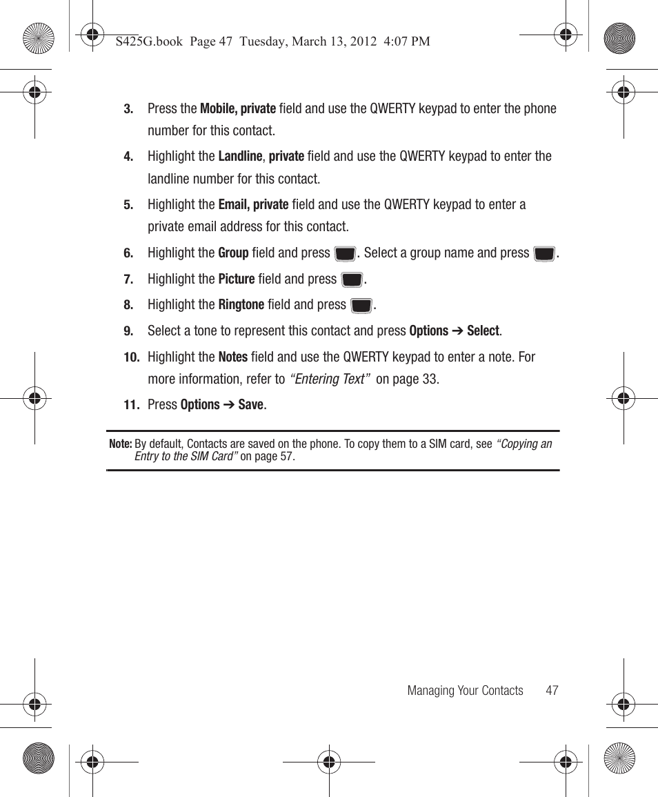 Samsung SGH-S425ZGATFN User Manual | Page 51 / 155