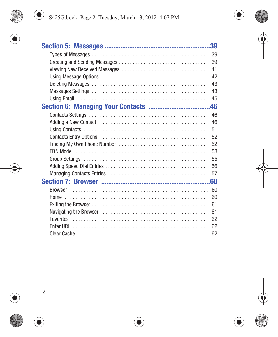 Samsung SGH-S425ZGATFN User Manual | Page 6 / 155