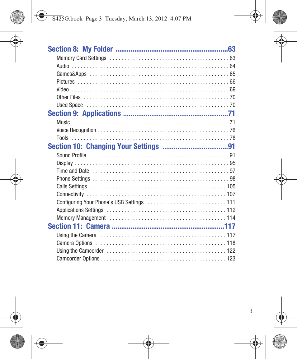 Samsung SGH-S425ZGATFN User Manual | Page 7 / 155