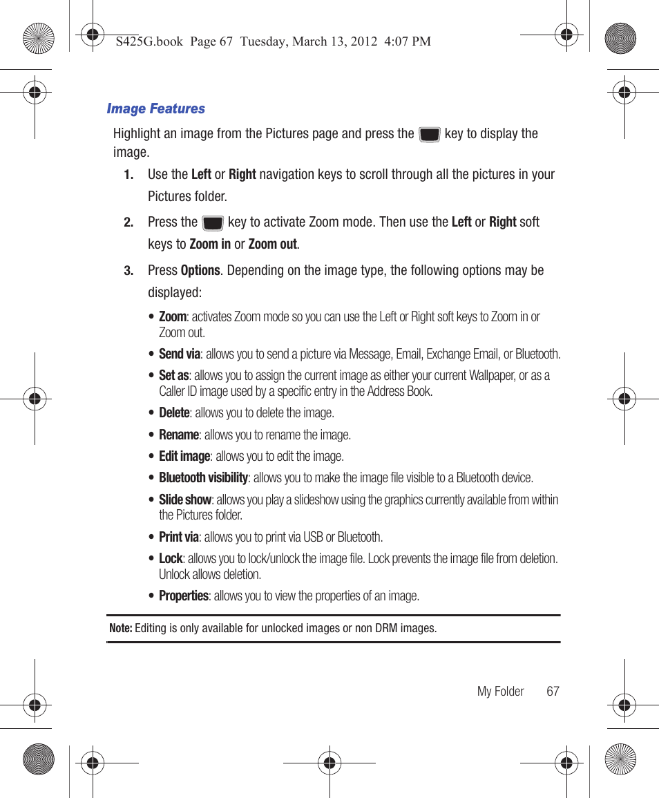 Samsung SGH-S425ZGATFN User Manual | Page 71 / 155