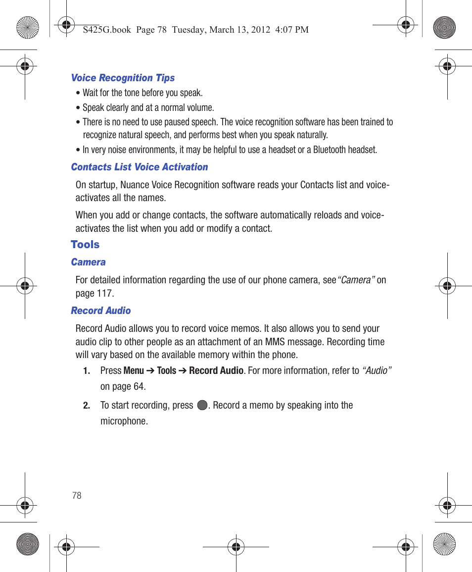 Tools | Samsung SGH-S425ZGATFN User Manual | Page 82 / 155