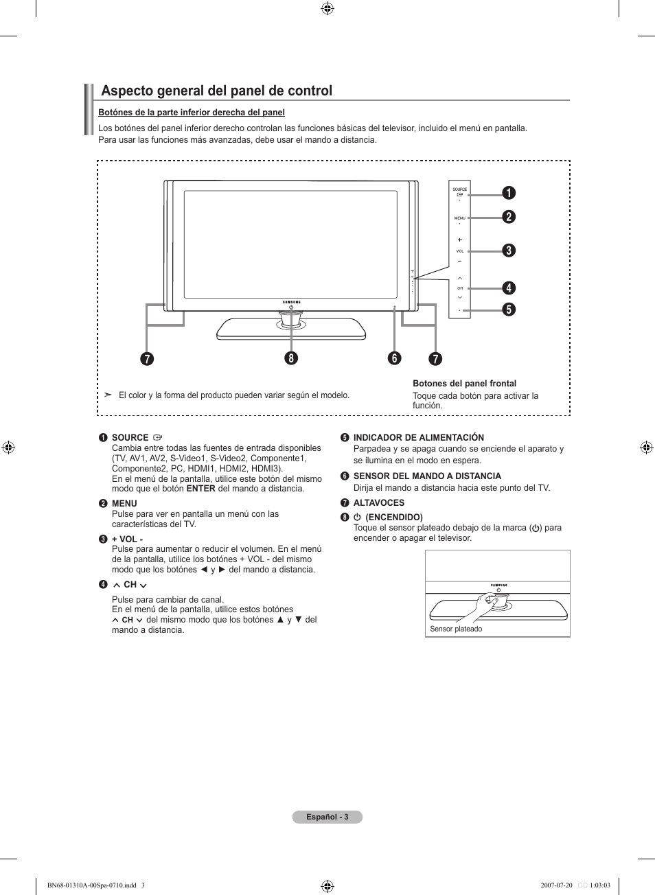 Aspecto general del panel de control | Samsung LNT4671FX-XAA User Manual | Page 189 / 277