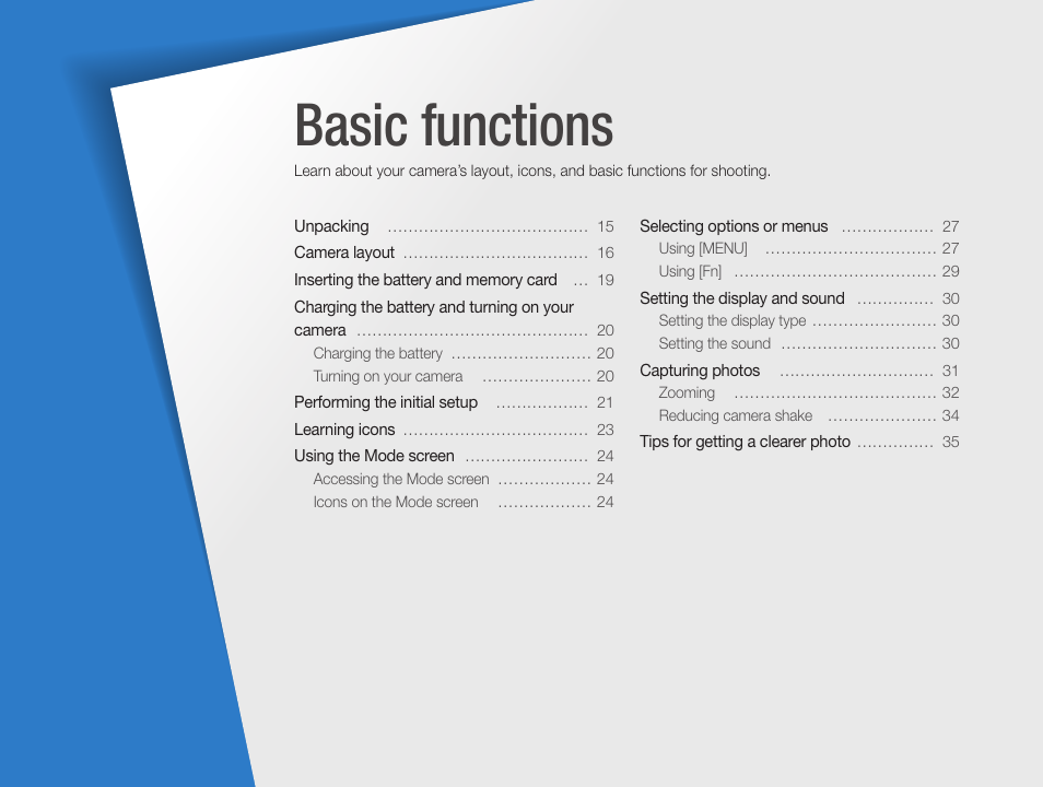 Basic functions | Samsung EC-WB850FBPBUS User Manual | Page 15 / 188