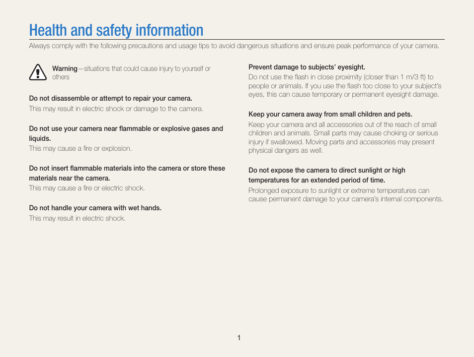 Health and safety information | Samsung EC-WB850FBPBUS User Manual | Page 2 / 188