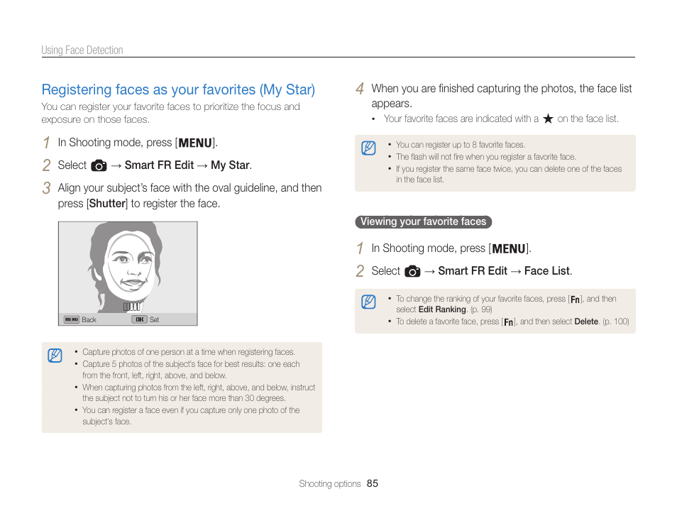 Registering faces as your favorites (my star) | Samsung EC-WB850FBPBUS User Manual | Page 86 / 188