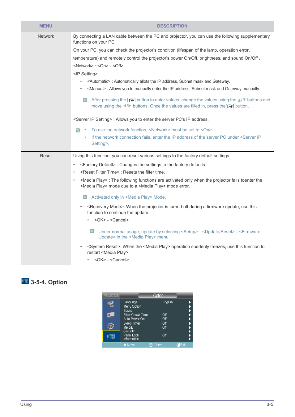 5-4. option | Samsung SP2553XWX-ZA User Manual | Page 47 / 89
