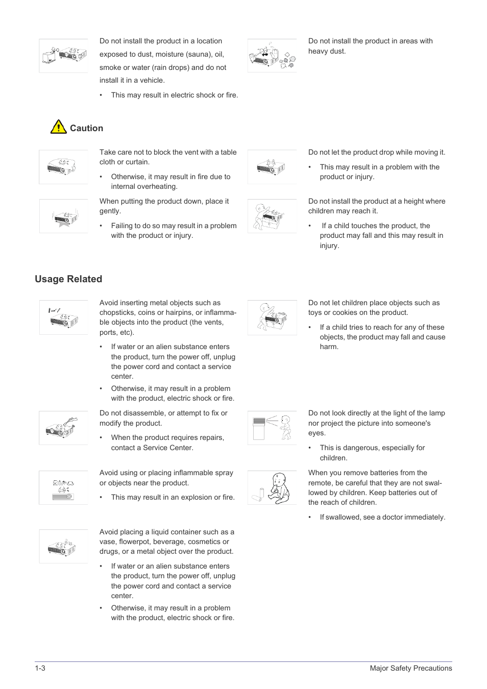 Usage related | Samsung SP2553XWX-ZA User Manual | Page 8 / 89
