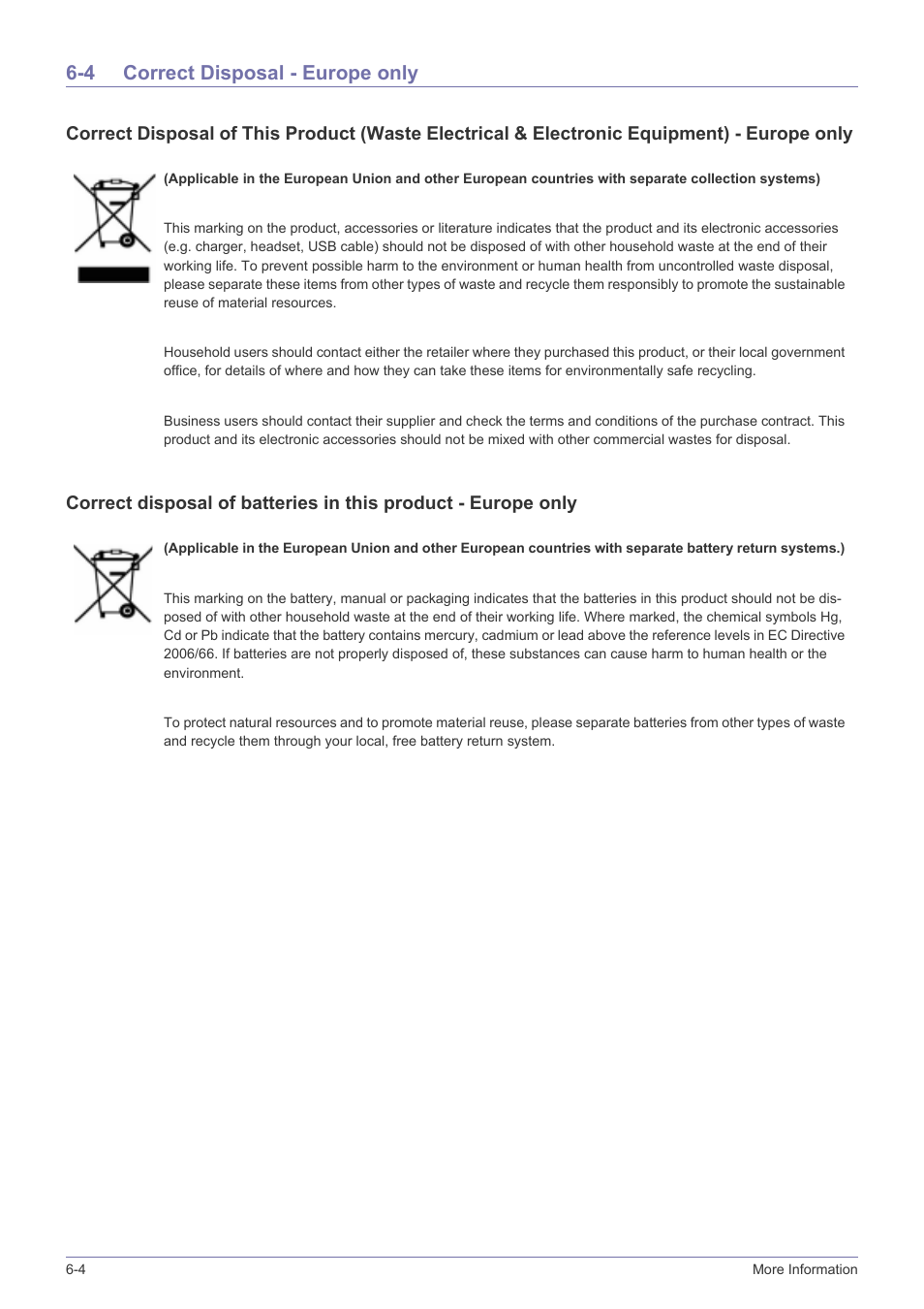 4 correct disposal - europe only, Correct disposal - europe only -4 | Samsung SP2553XWX-ZA User Manual | Page 89 / 89